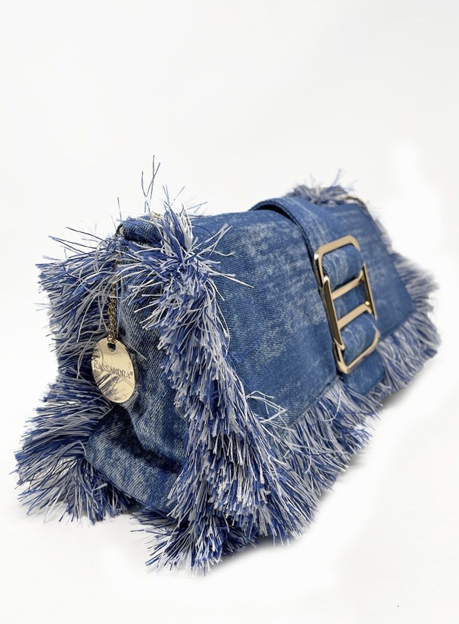 Zebra a Puà Enorme Pochette Ricamato Dark Blue Borse