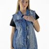 Zebra a Puà Valore Gilet Jeans Borchie Denim Capispalla
